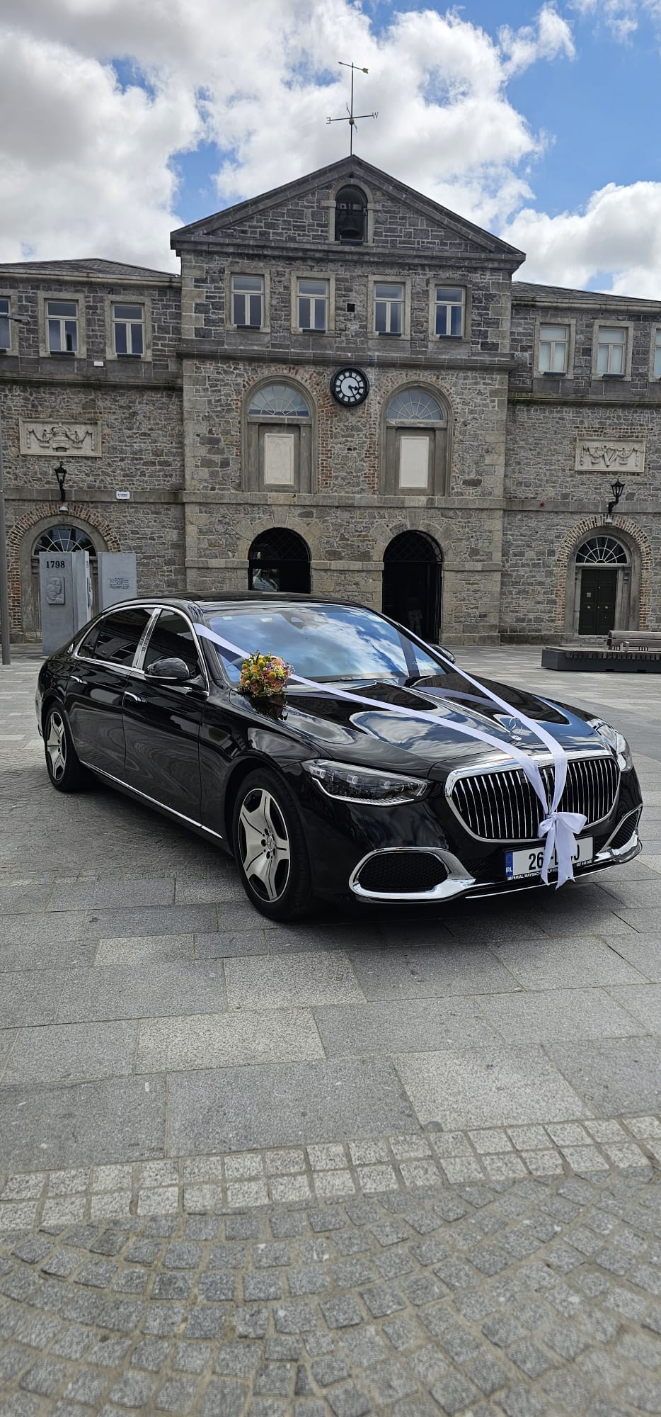 Imperial Maybach Mercedes-Maybach wedding car outside an Irish manor house